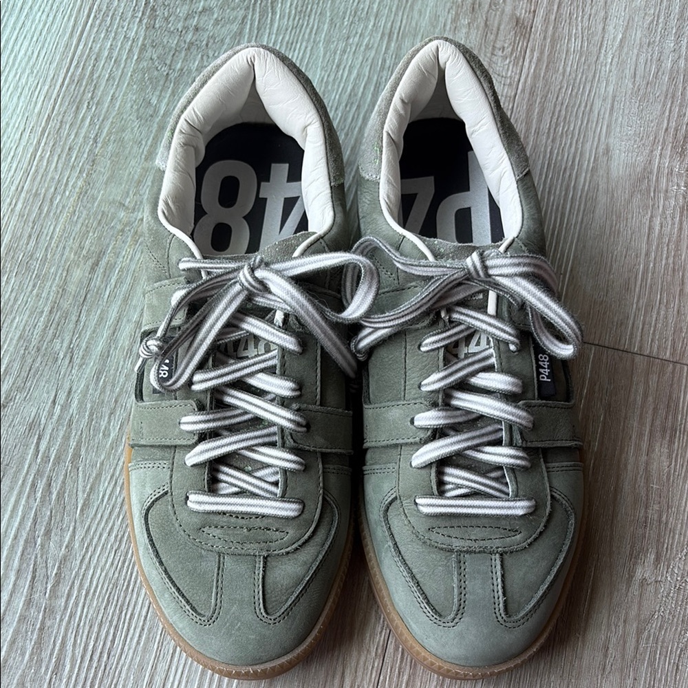 P448 Green Sneakers with Gray Laces